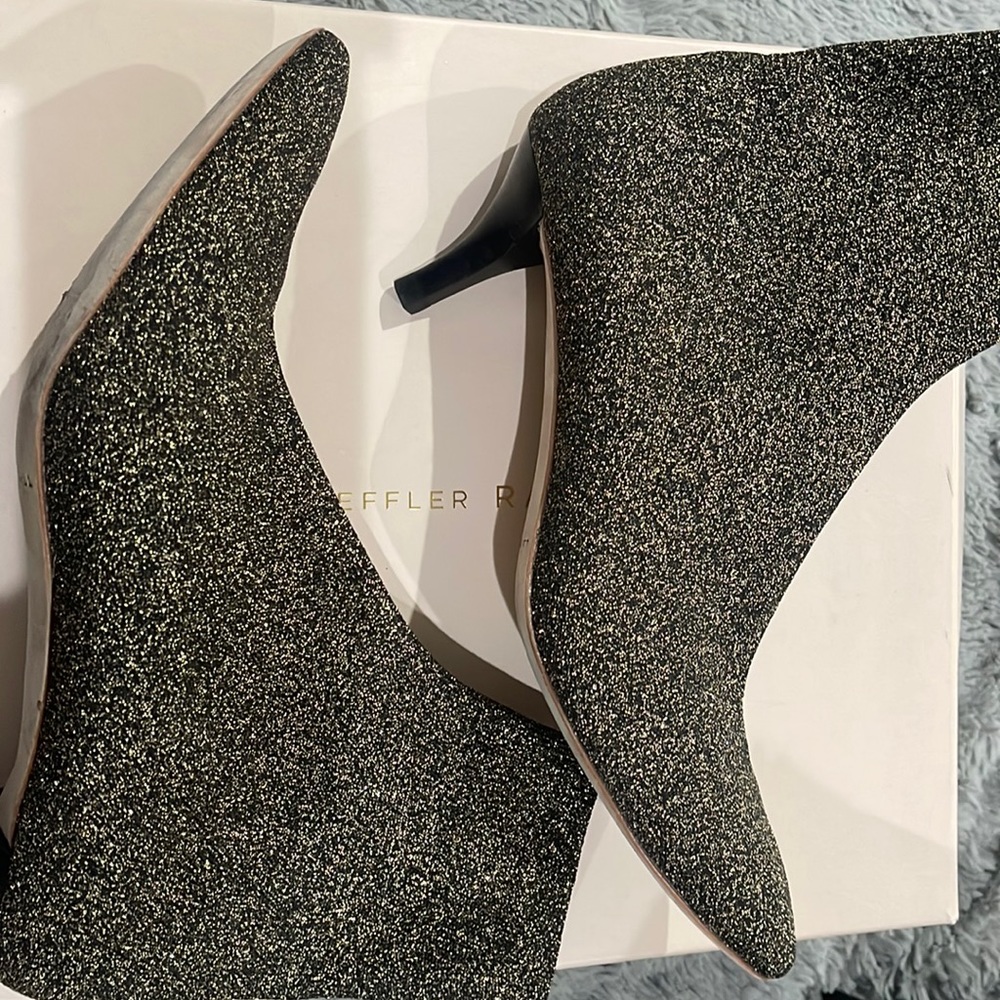 LOEFFLER RANDALL BLACK AND GOLD BOOTIES